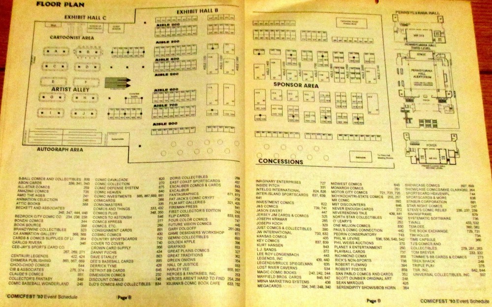 1993 Comicfest Philadelphia Pa Program Lot 6W
