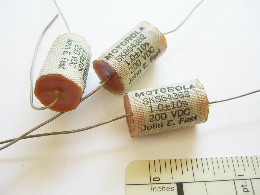 5 NOS John E. Fast Motorola 1 mfd @ 200 v Capacitor