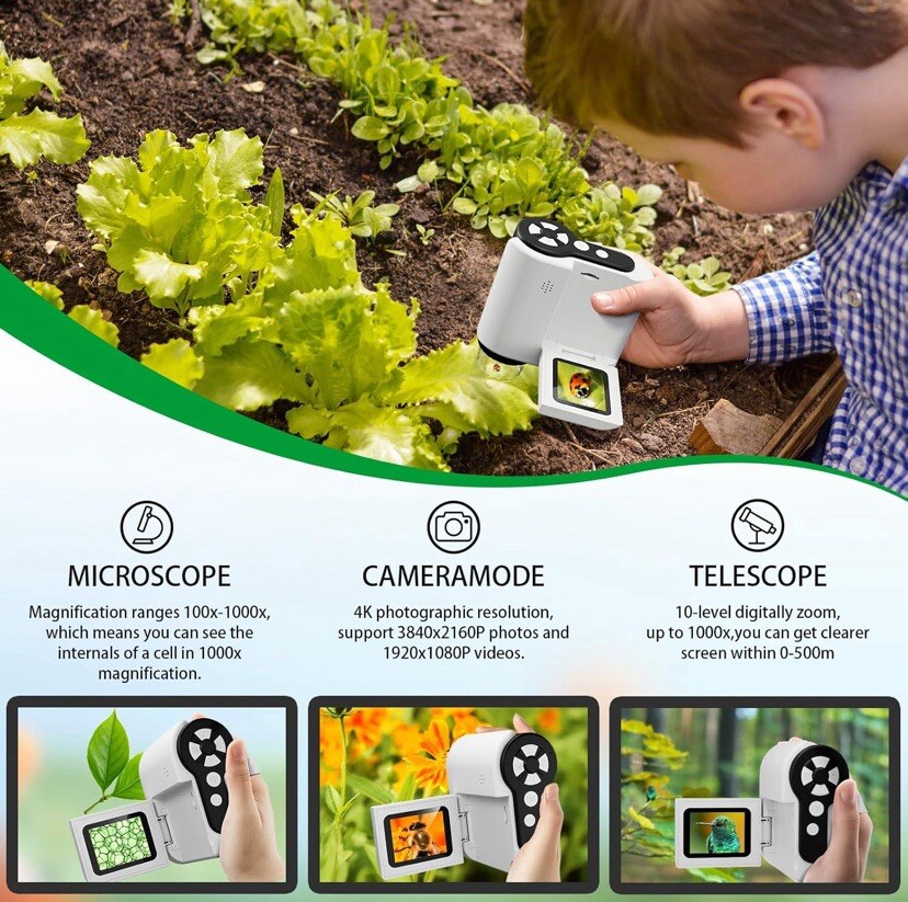 Microscope for Kids - 1000X Portable Handheld Kids Mini Microscope