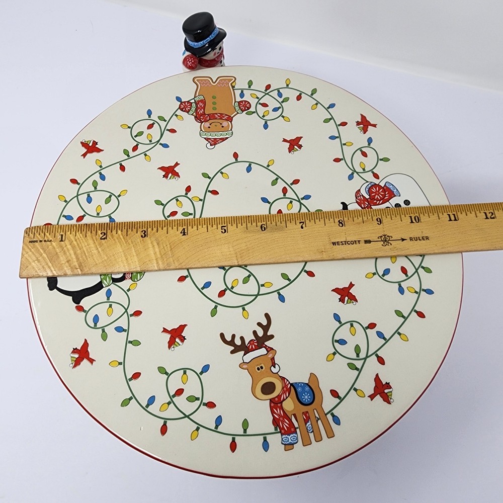 Temp-tations Winter Whimsy Figural Cake Plate Special Edition Ceramic Christmas