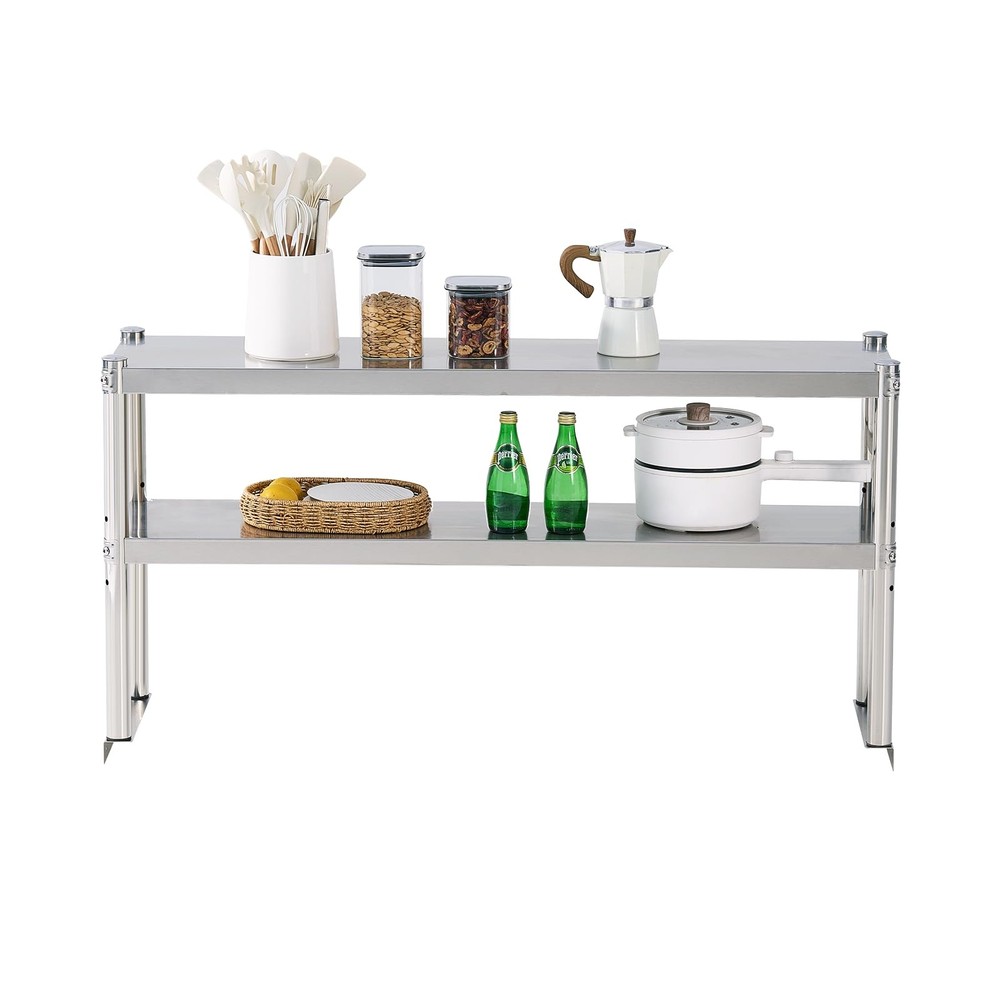 Stainless Steel Shelf 2 Tier Stainless Overshelf for Kitchen Prep Work Table ...