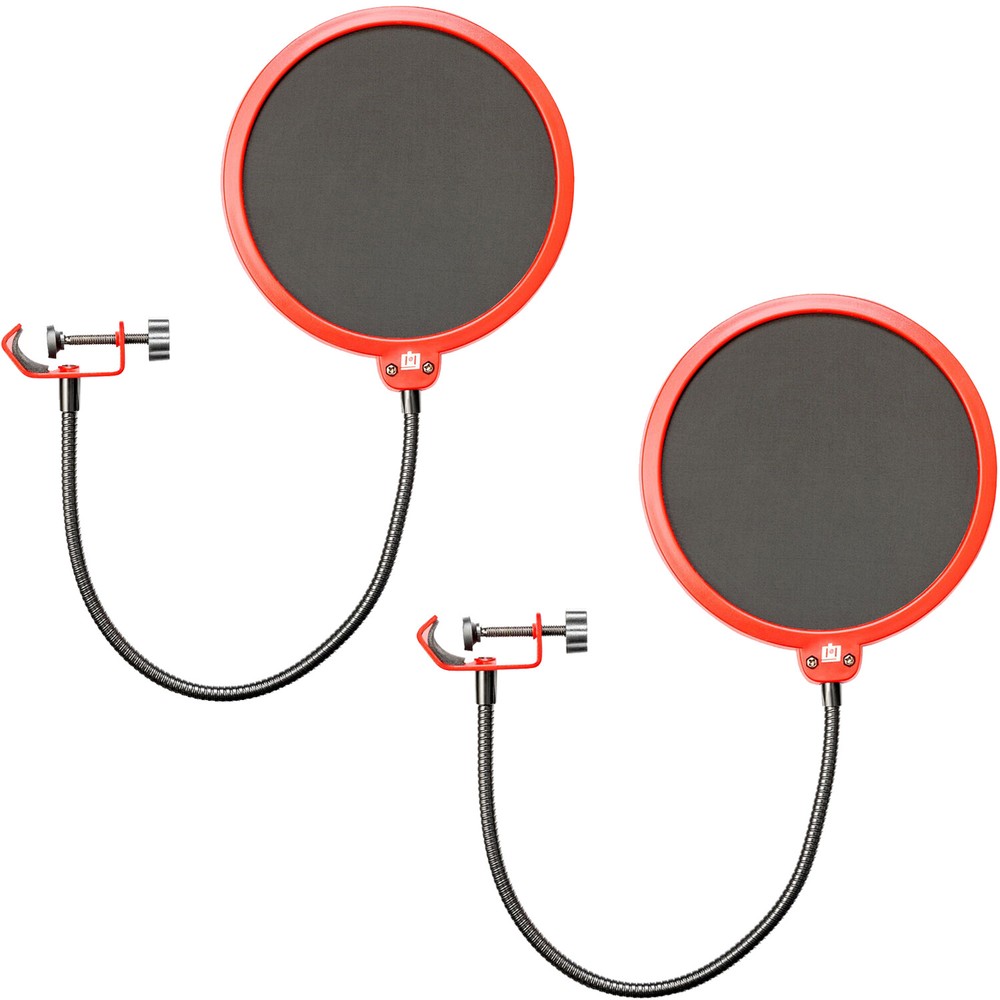 Deco Gear 2-Pack Professional Pop Filter Microphone Wind Screens with Goose Neck