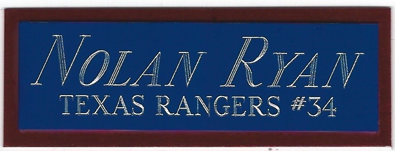 NOLAN RYAN RANGERS NAMEPLATE FOR AUTOGRAPHED Signed Baseball Display CUBE CASE