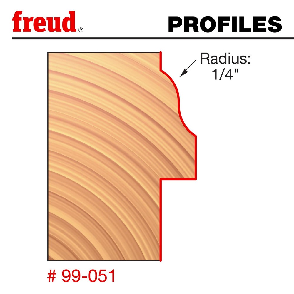 Freud Window Sash Rail Bit for Solid Surface 1-11/32" Diameter 1/2" Shank 1/4" R