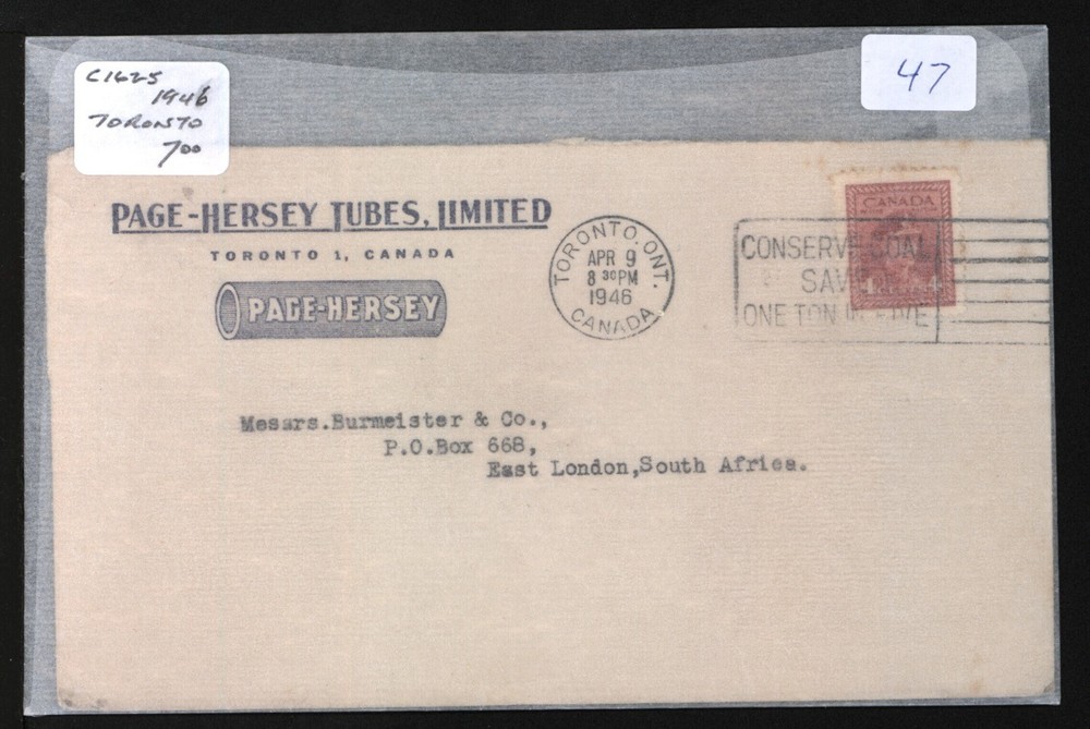 1946 TORONTO SLOGAN CANCEL C1625 ex ELDON GODFREY #47