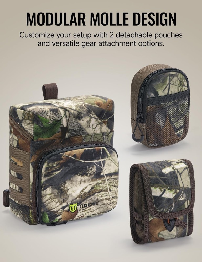 Binocular Harness Chest Pack with MOLLE System, 2 Detachable Pouches, Silent