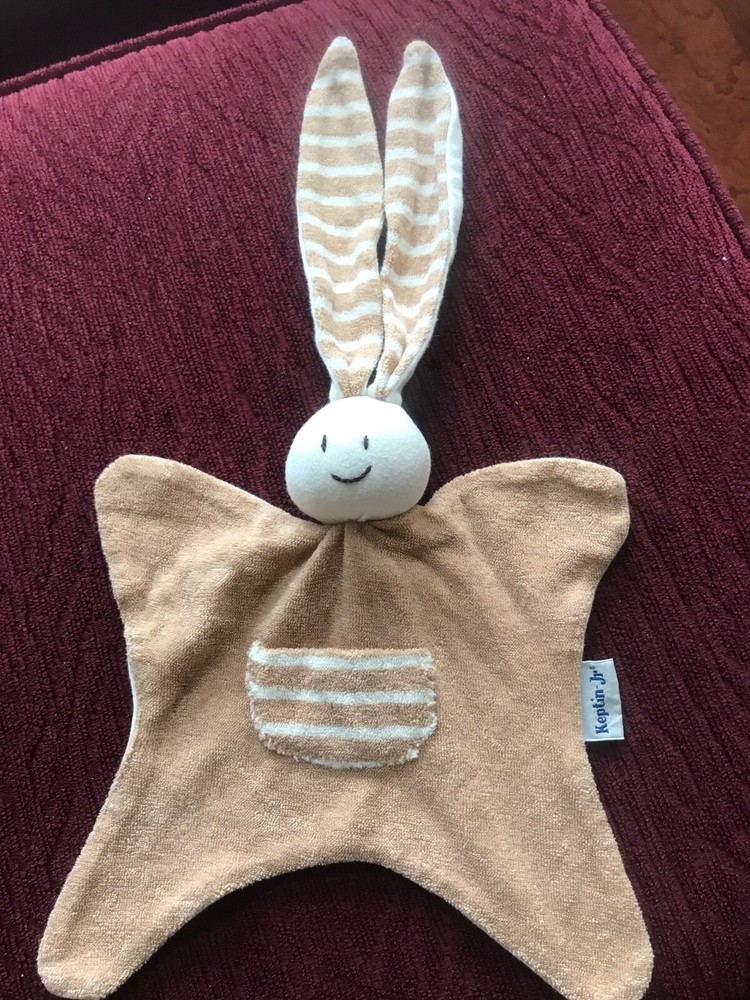 Keptin Jr Zmooz Comforter Soft Tan Brown Security Blanket Bunny Rabbit EUC