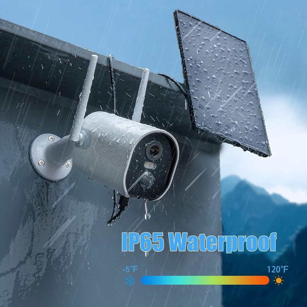 Solar Panel for Security Camera, 2 Pack 2W Solar Charger with Micro USB & USB-C