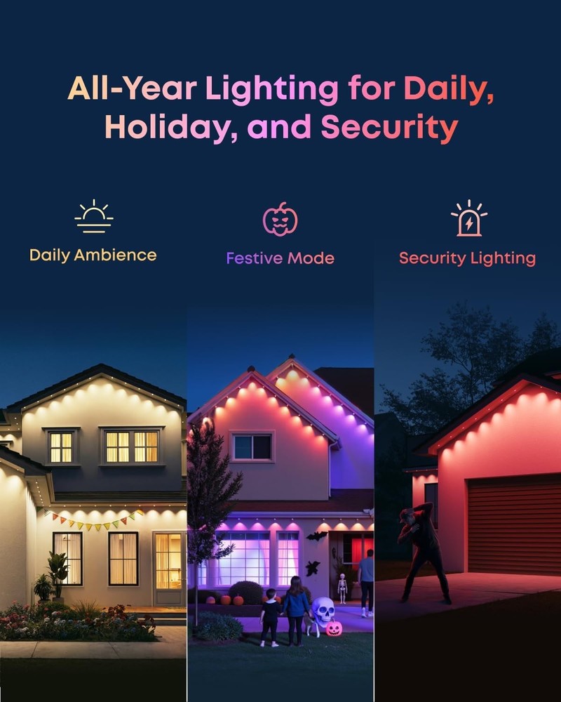 eufy Permanent Outdoor Lights S4 3D Radar-Activated 100ft 72 LED String Light
