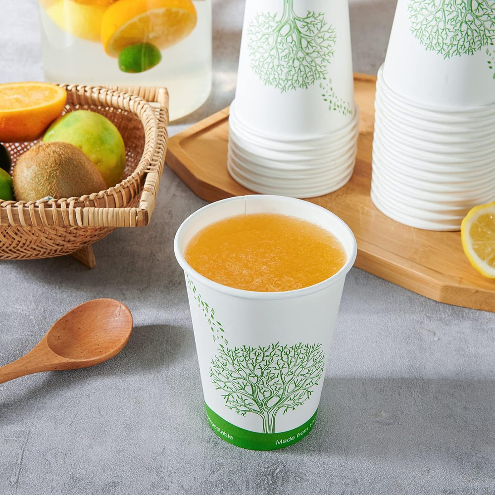 240 Count 12 Oz Compostable Paper Cups, Biodegradable Disposable Paper Coffee Cu