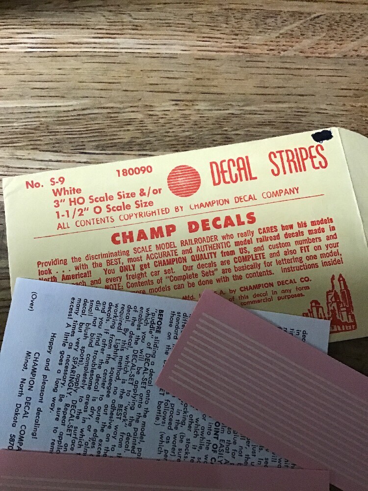 HO Champ Decals S-9 White Stripes