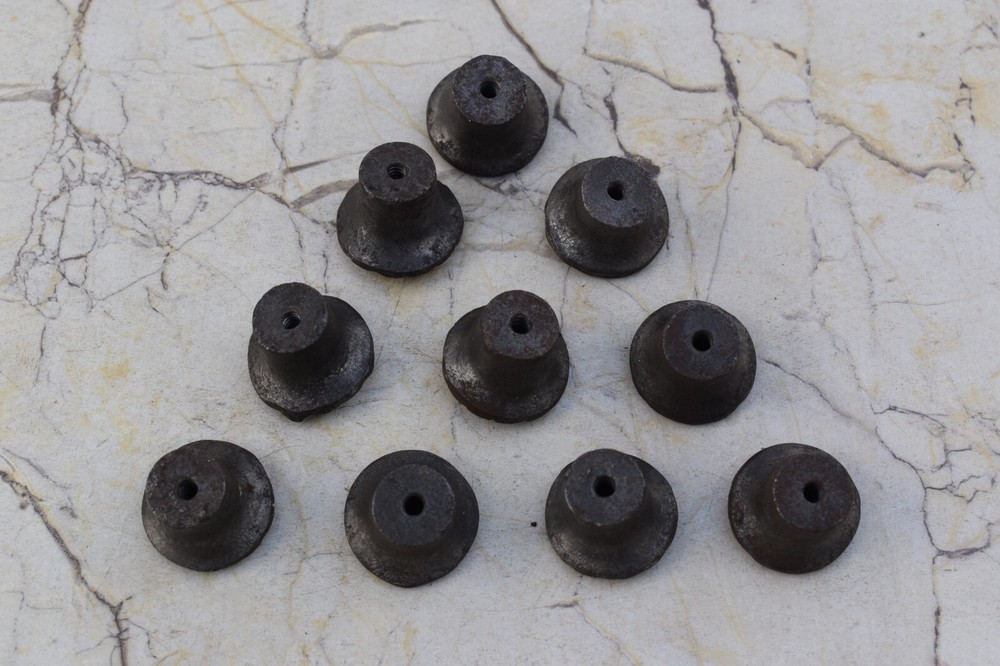 Vintage cast Iron door knobs cabinet round drawer handles pull rustic 10 pcs