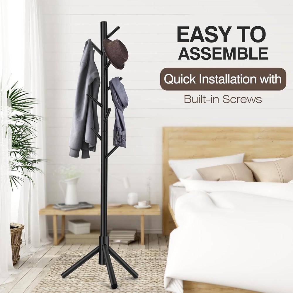 Coat Rack Freestanding Coat Rack W/ 8 Hooks & 3 Adjustable Size Tree Coat Racks