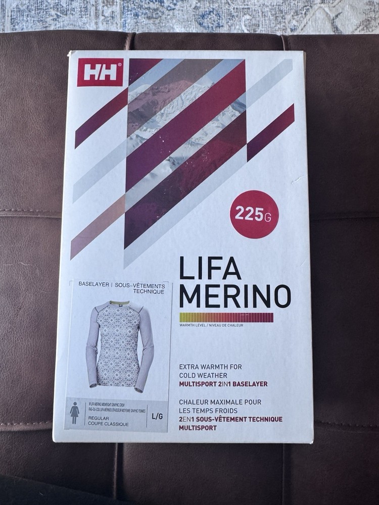 Helly-Hansen W LIFA Merino Midweight Graphic Crew Base Layer Top Thermal -Large