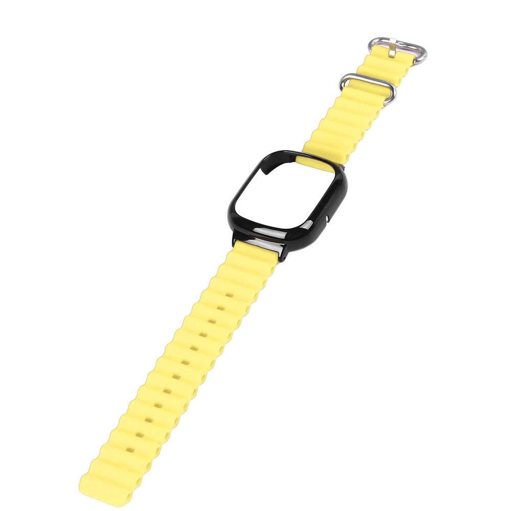 Silicone Watch Band With Case Replacement For Honor 4 Adjustable Strap (Yellow)