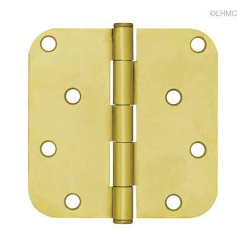 Satin Brass Hinge - 4" 5/8" Radius - Round Corner