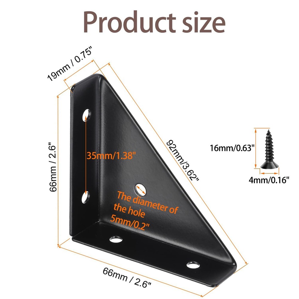 4 Pcs Trapeziform Angle Brackets Shelf Brackets Heavy Duty Triangular Bracket...