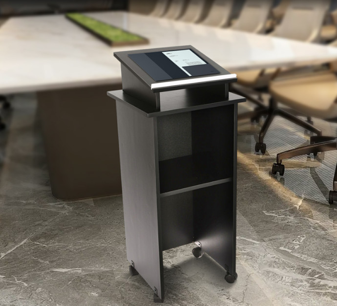 Ecological Rolling Adjustable Presentation Stand with Storage for Classroom