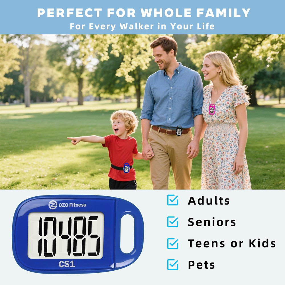 Clip-On 3D Pedometer for Walking Steps Counter with Lanyard, Simple Exercise Tra