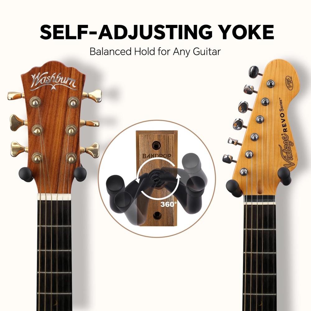 Bandpop Guitar Wall Mount - Black Walnut 1 Pack, 1pack