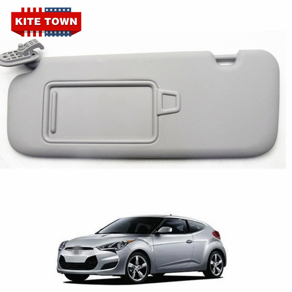 Sun Visor With Makeup Mirror Grey Left Driver Side for Hyundai Veloster 2016-19