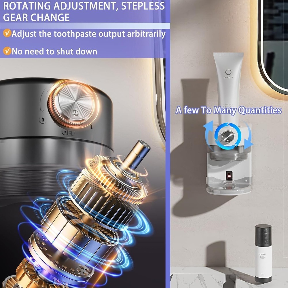 Automatic Electric Toothpaste Dispenser Wall Mounted Adjustable for Kids Adults