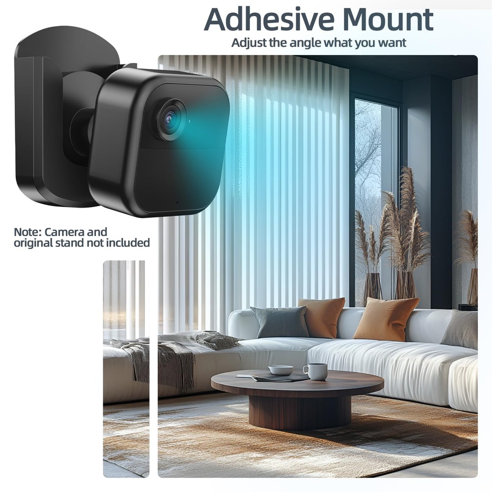 3 Pack Blink Camera No Drilling Screws Wall Mount Bracket, Adhesive Black