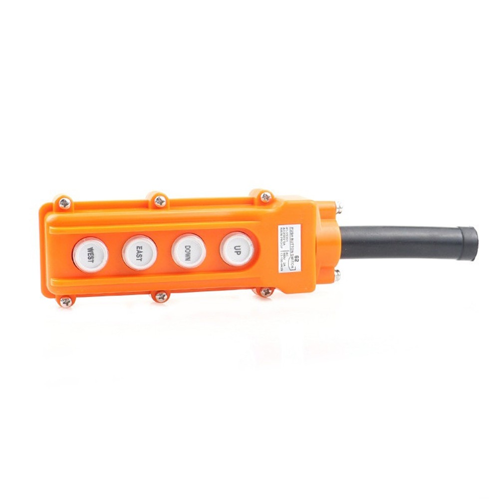 Crane Pendant Switch COB62 4 Way Push Button Orange Rainproof ABS Plastic