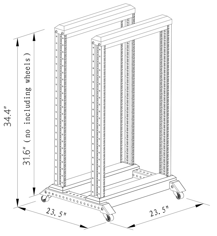 15U 4 Post Open Frame 19'' Server/Audio Network Data Steel Rack Deep from 17"