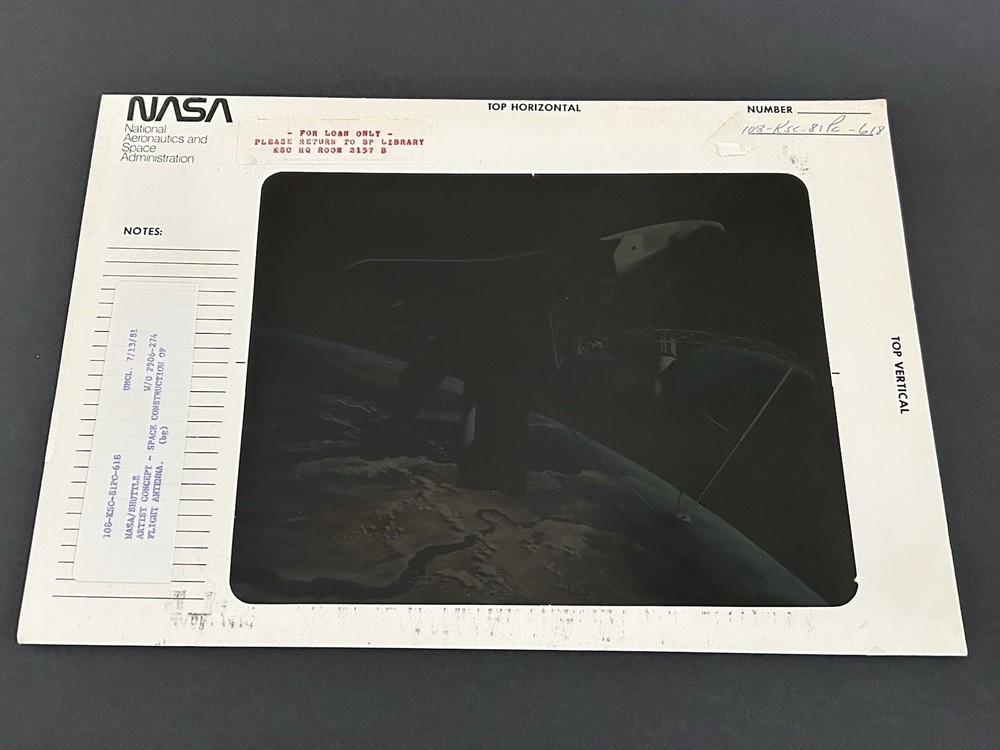 1981 NASA KSC Space Shuttle Orbiter Flight Antenna Presentation Transparency-618