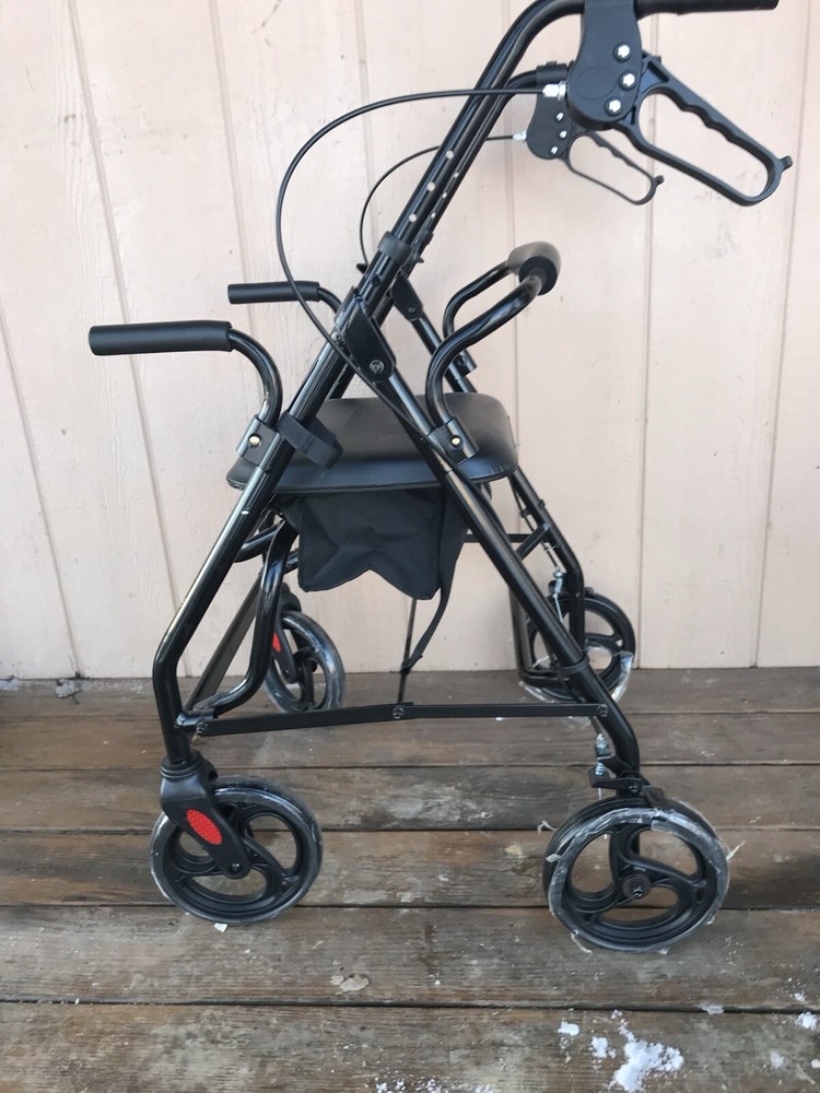 8 inch Wheel Rollator Rolling Walker with Seat for Senior Lightweight Foldable