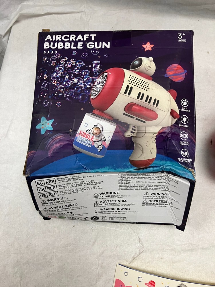 Aircraft Bubble Gun Machine for Kids 8 Hole Light Up Bubble Maker, RED
