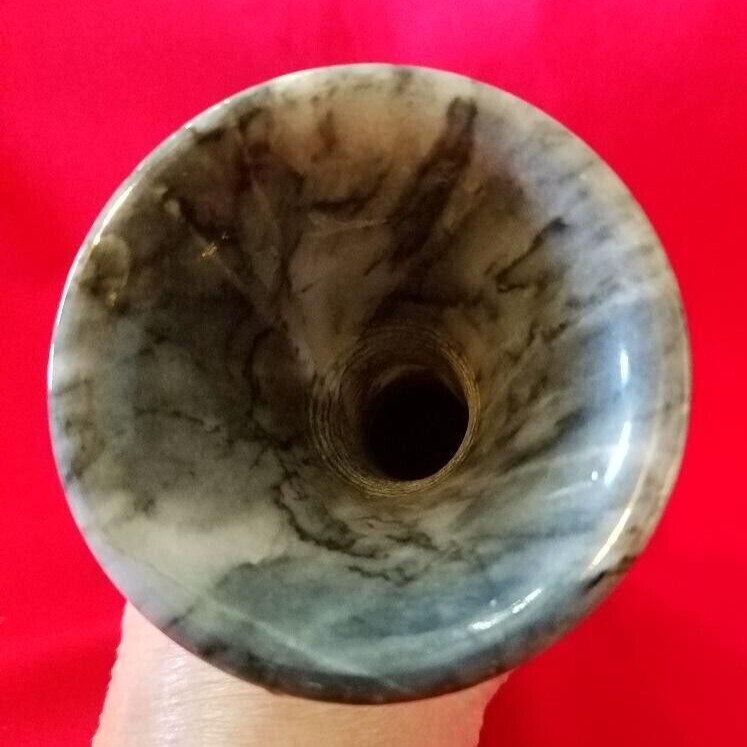 Gray Marble Stone Vase Heavy 8 in tall