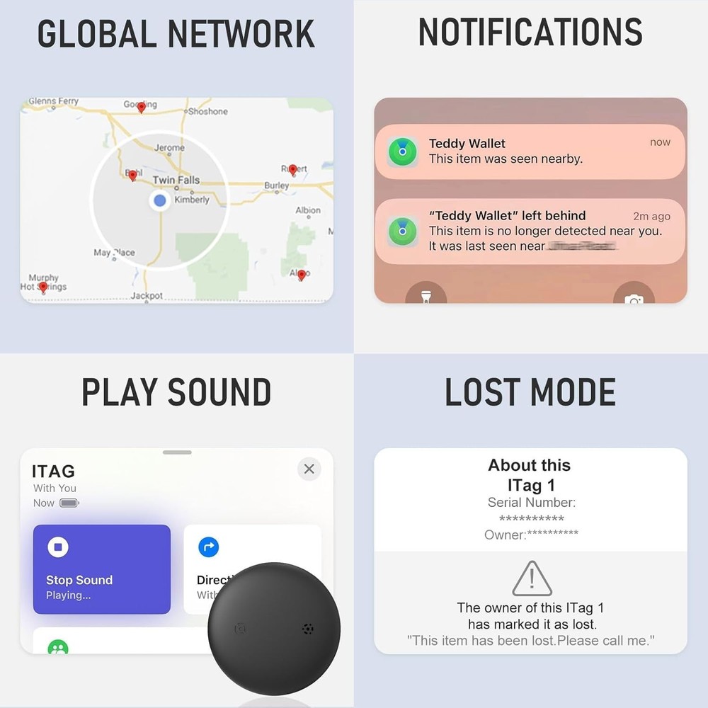 Smart Wireless Tag 2-Pack Bluetooth Tracker Works with Apple Find My