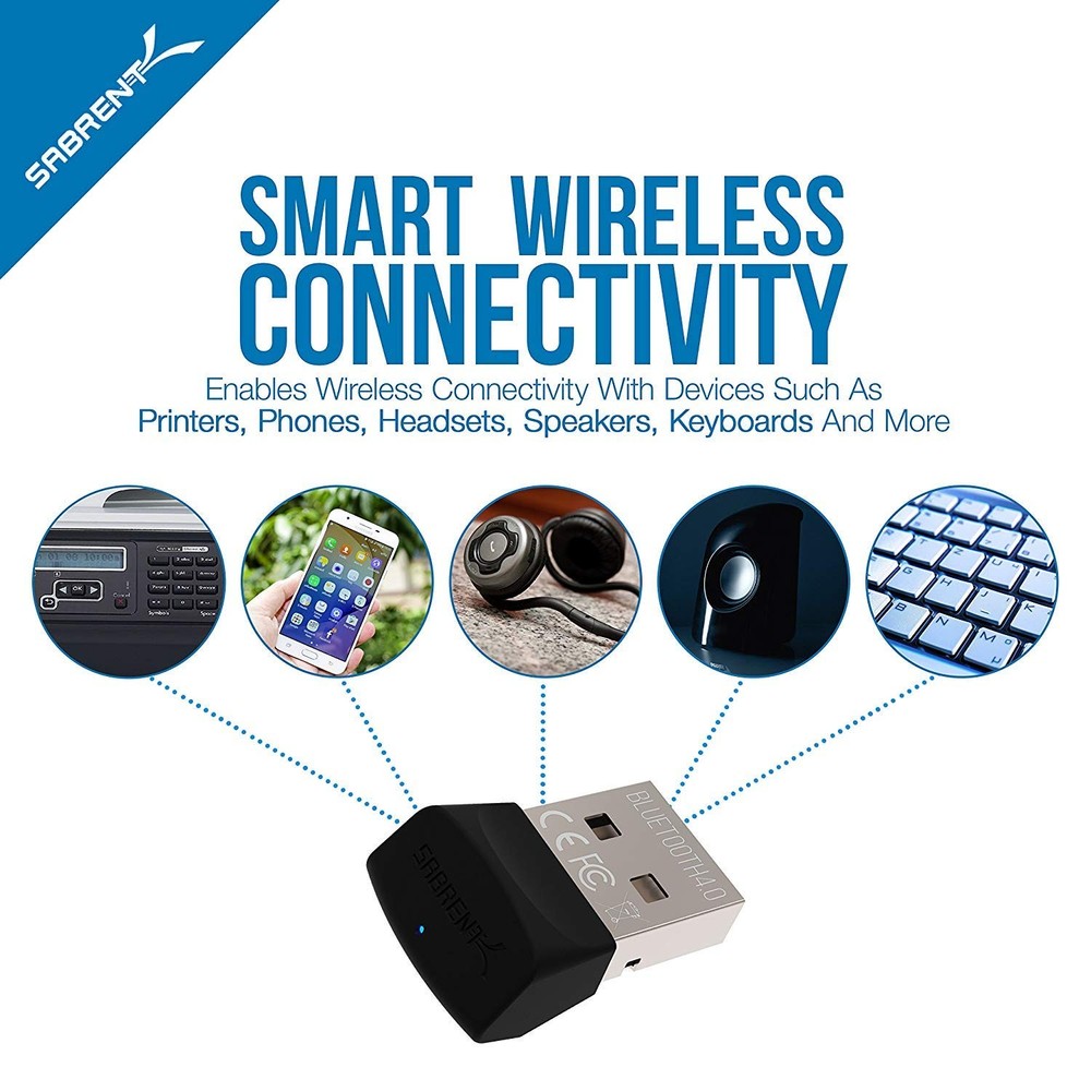 SABRENT USB Bluetooth 4.0 Micro Adapter for PC [v4.0 Class 2 with Low Black