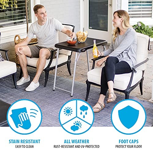 Stacking Compact Folding Table, 30 in. x 20 in., Black and Silver,