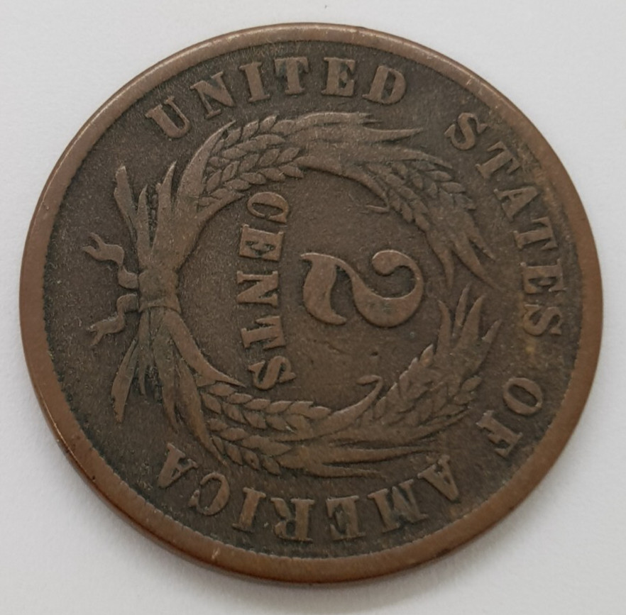 1865 US 2c Piece / Plain 5