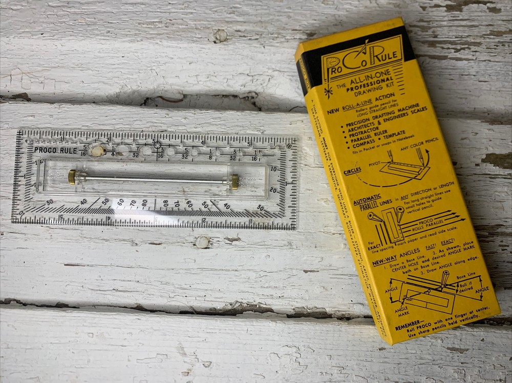 VTG Pro Co Rule Ruler Multi-Function Roller Professional Drawing Tool Kit~ NOS