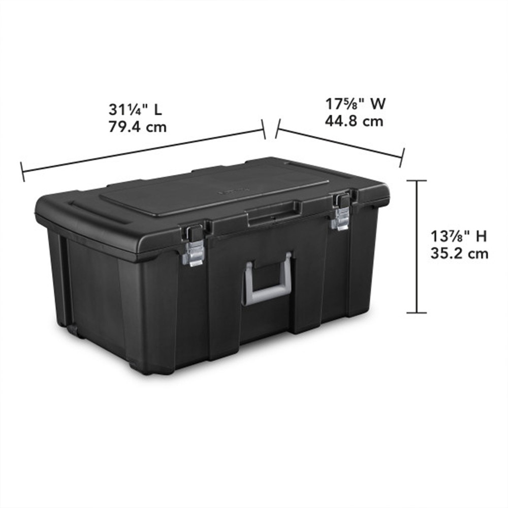 Sterilite Footlocker Stackable Storage Bin with Latching Lid with Wheels, 2 Pack