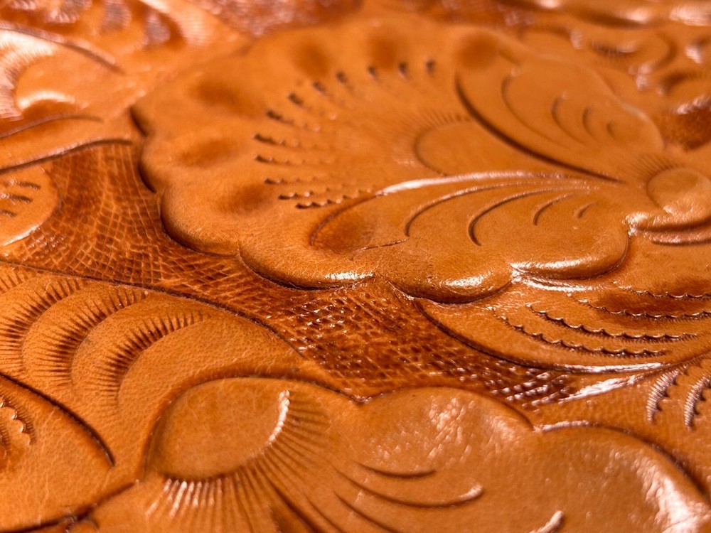 Hand Tooled Leather Craft Sampler. Unfinished Project with Skilled Details