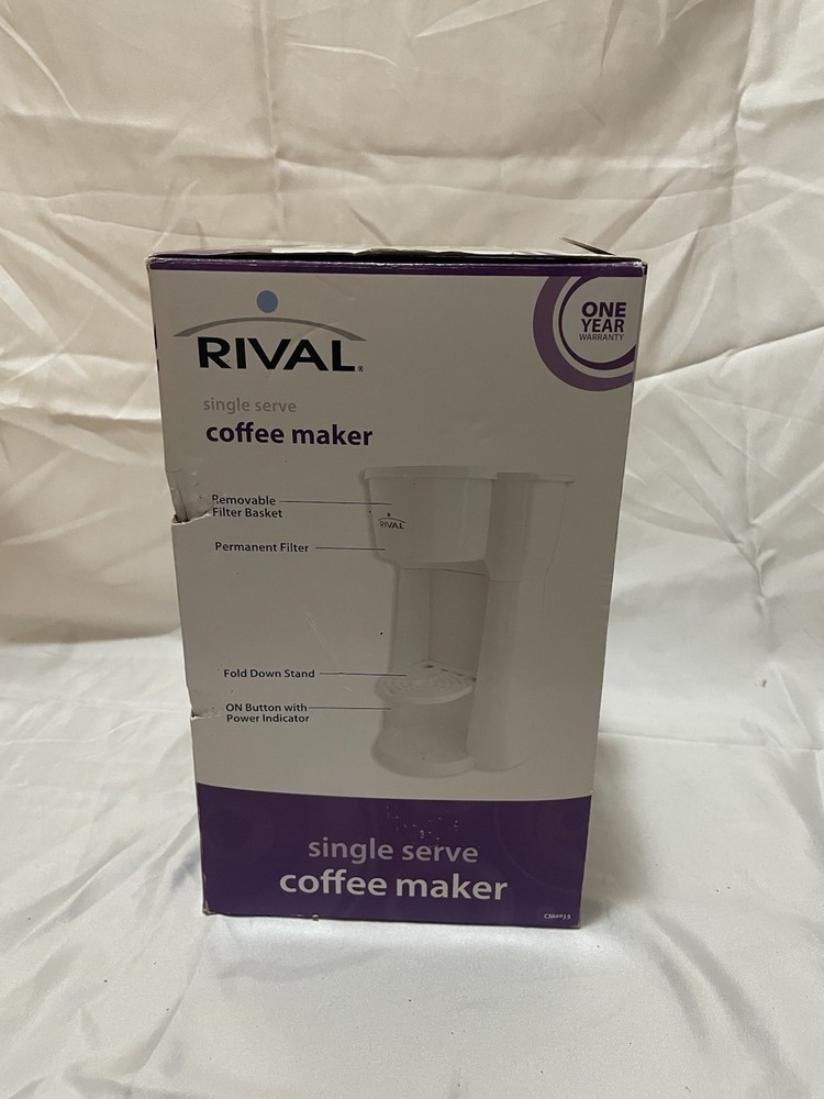 Rival CM4015 Single Serve Coffee Maker White Permanent Filter Removable Basket
