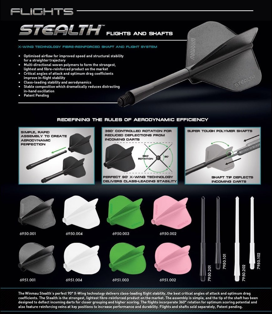 WINMAU STEALTH PEAR SHAPE FLIGHTS GREEN..