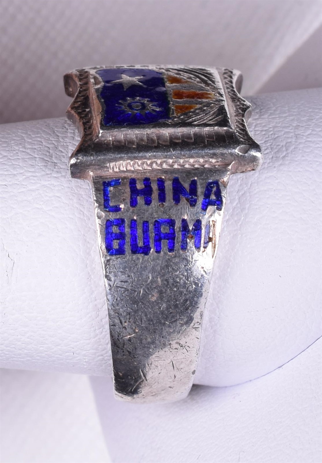 1944 WW2 India China Burma Campaign Ring Enameled Sz 10.5