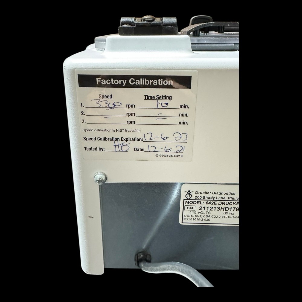 Drucker Diagnostics 642E Compact Single Speed Electronic Centrifuge