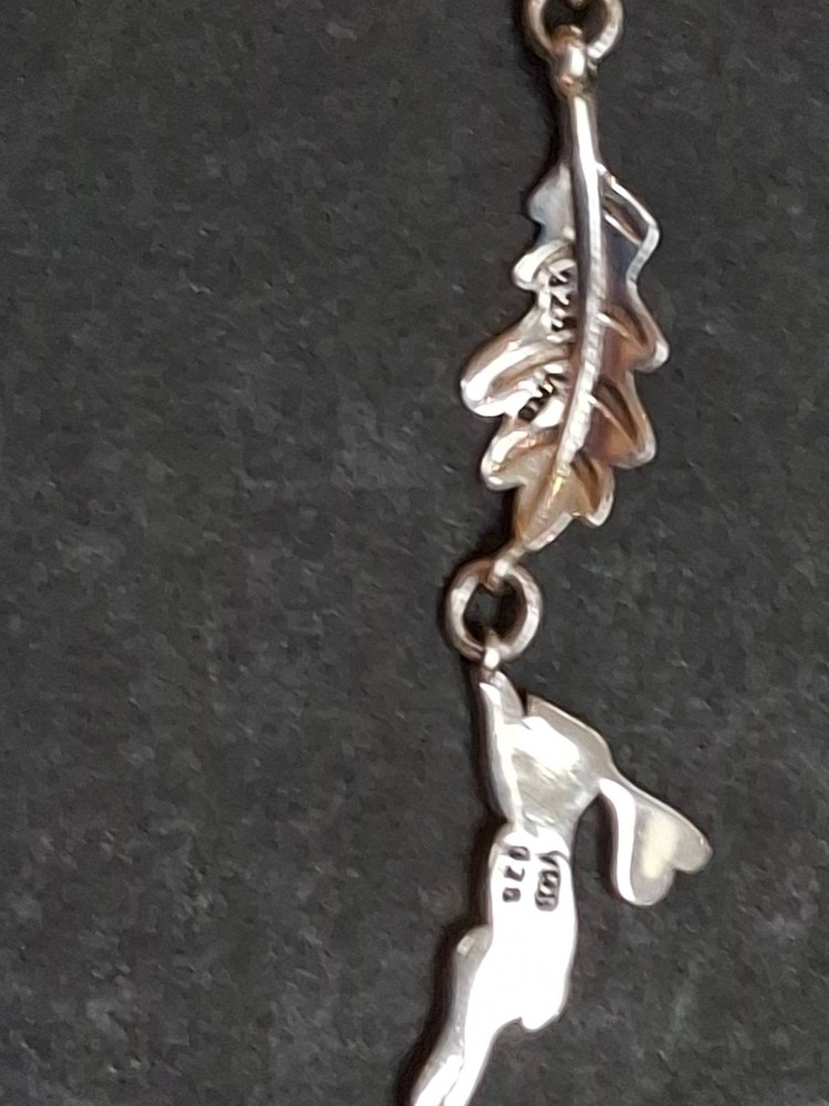 Sterling Silver Hare and Oak Leaf Bracelet