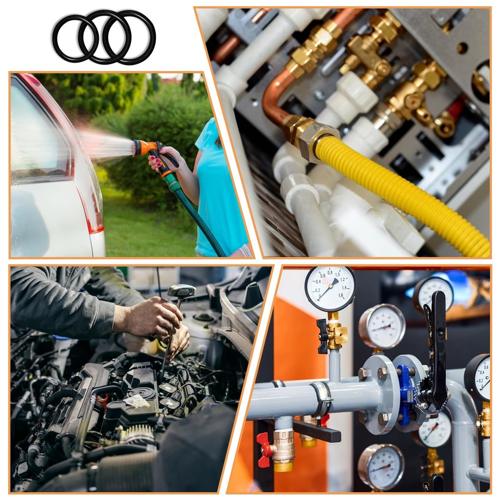 500 Pcs 20 Sizes O Ring Kit,Rubber O-Ring Assortment Kit, Rubber Black