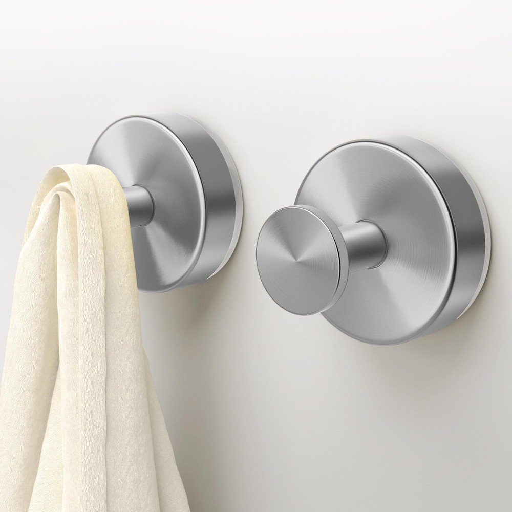 Suction Cup Hooks for Shower,2 Packs Towel Holder,Removable 2PC, Silver