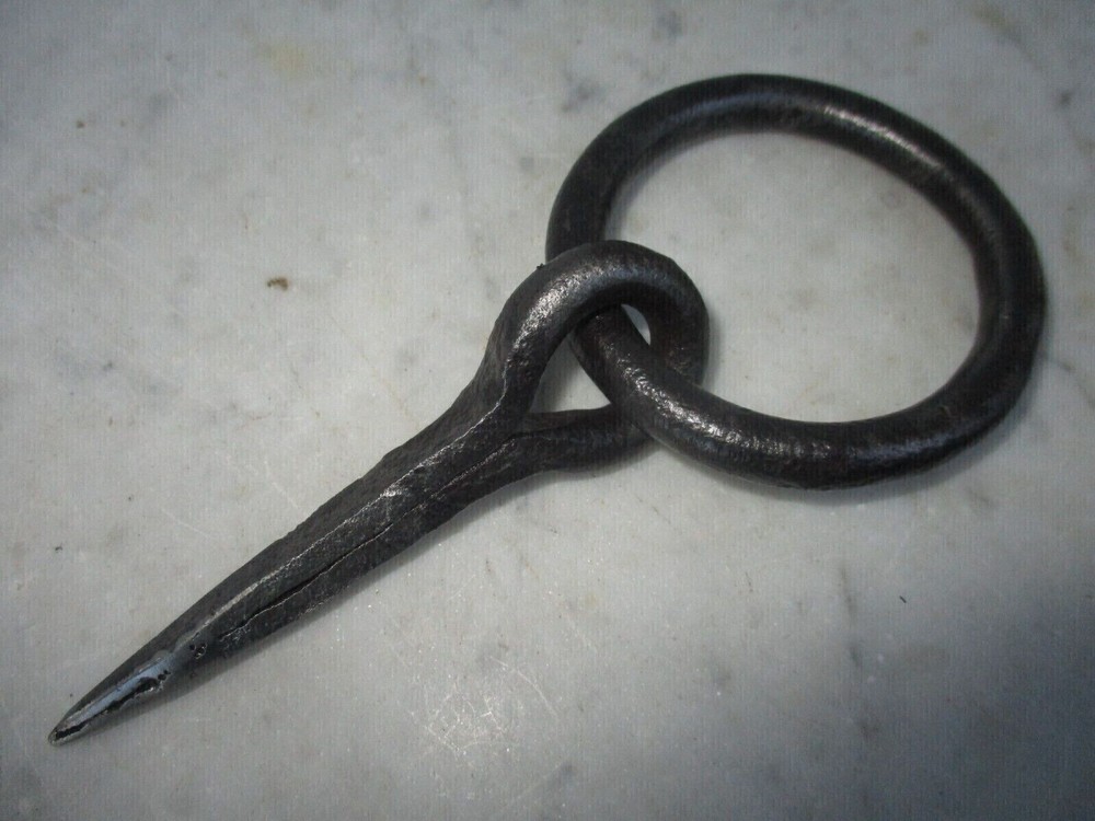 Antique Wrought Iron Tethering Ring on Pin Blacksmith Hardware Iron Hook