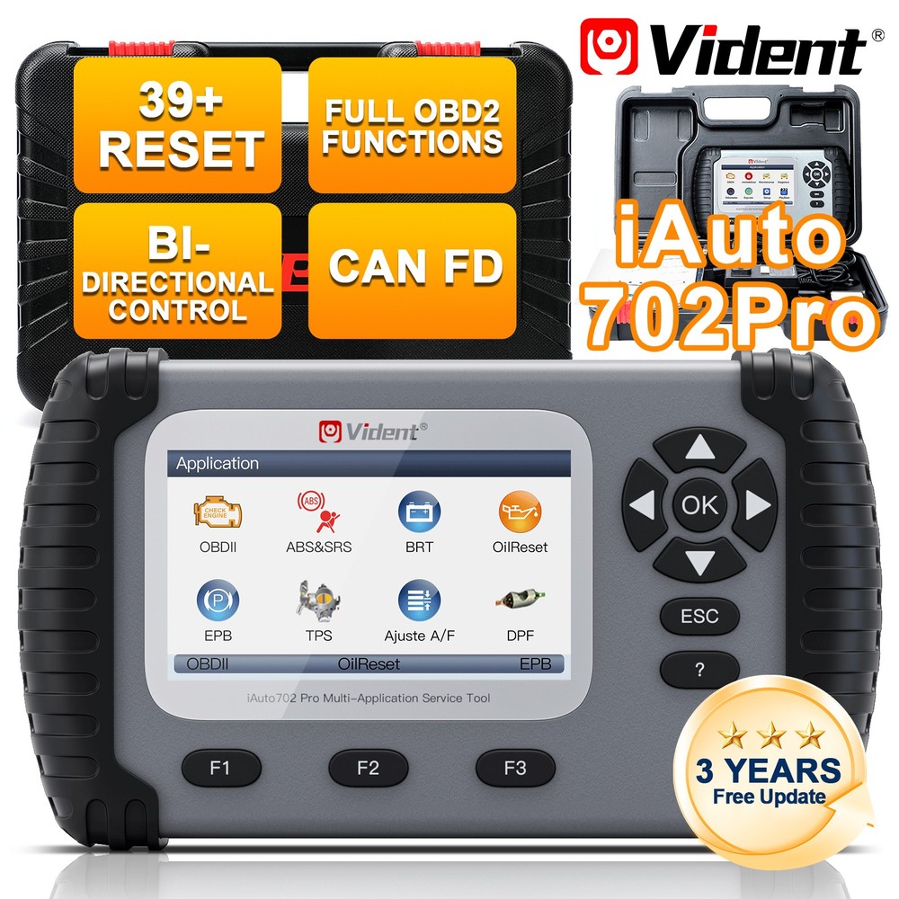 Vident iAuto702Pro ABS & SRS 2-System Diagnosis Tool 4000+ Active Test IMMO/KEY