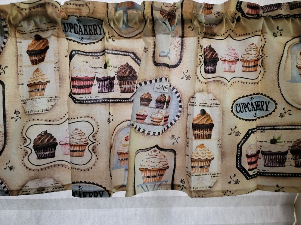 Cupcake Print Kitchen Window Valance 100% Cotton